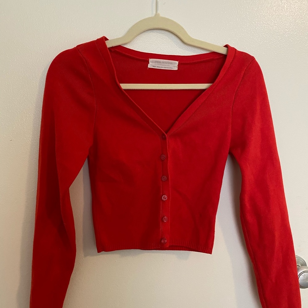 Urban outfitters red cropped cardigan size M